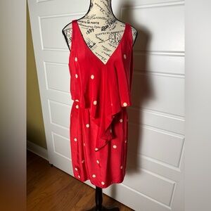 Amanda Uprichard Branston Dress Silk Red with Polka Dots